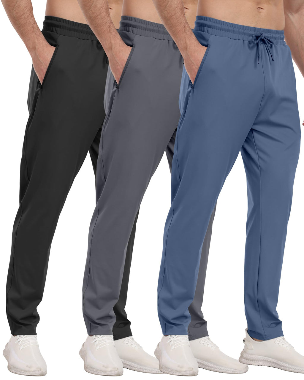 Men's Athletic Jogger Sweatpants with Zipper Pockets for Training