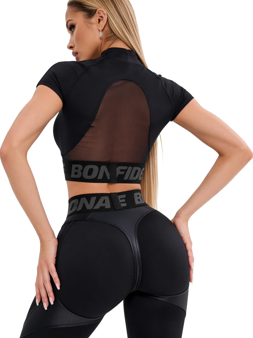 Bona Fide Women's Compression Workout Top Short/Long Sleeve Gym Yoga Running Crop Top