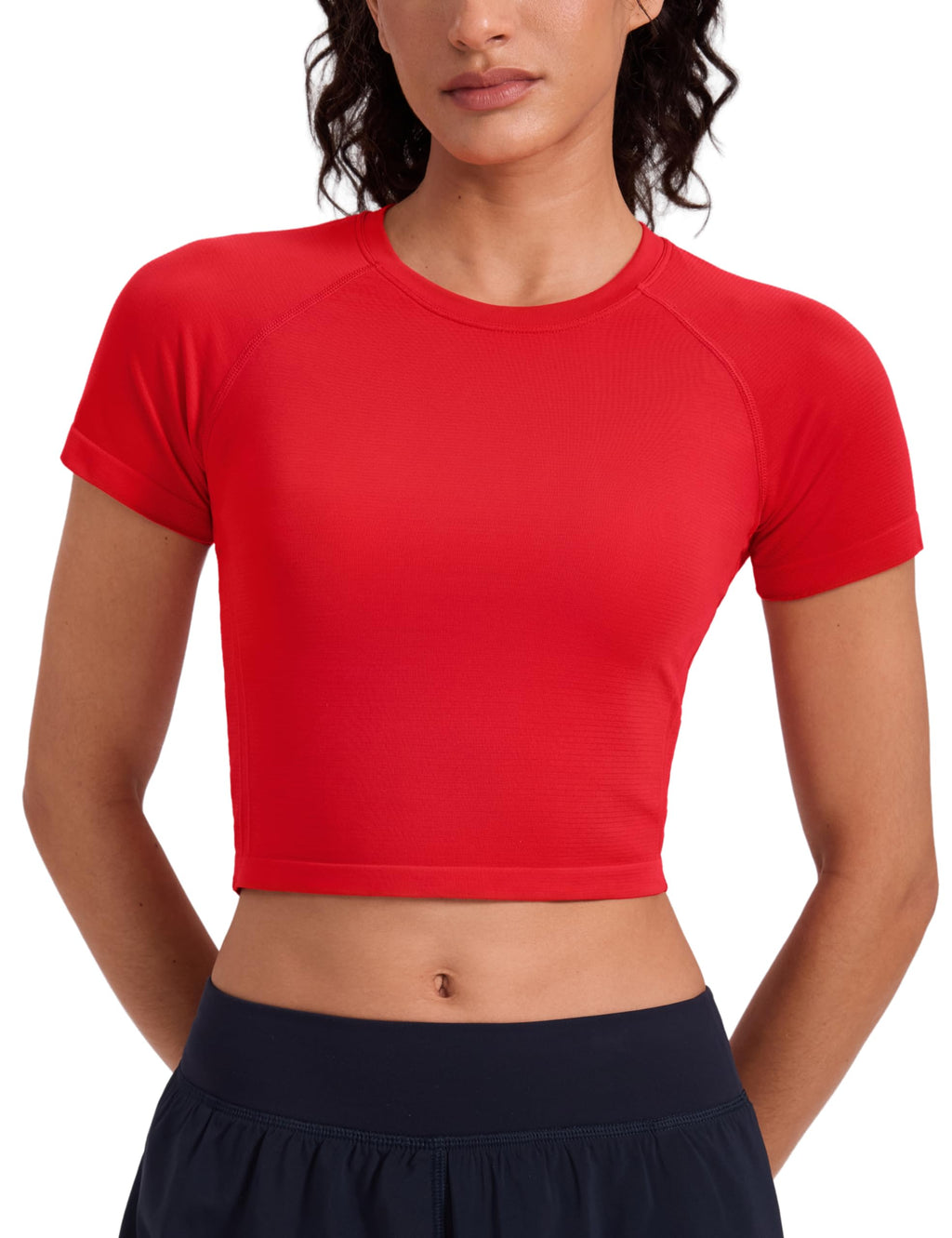 CRZ YOGA Seamless Crop Top/Women Short Sleeve Workout Gym Yoga Athletic Shirt