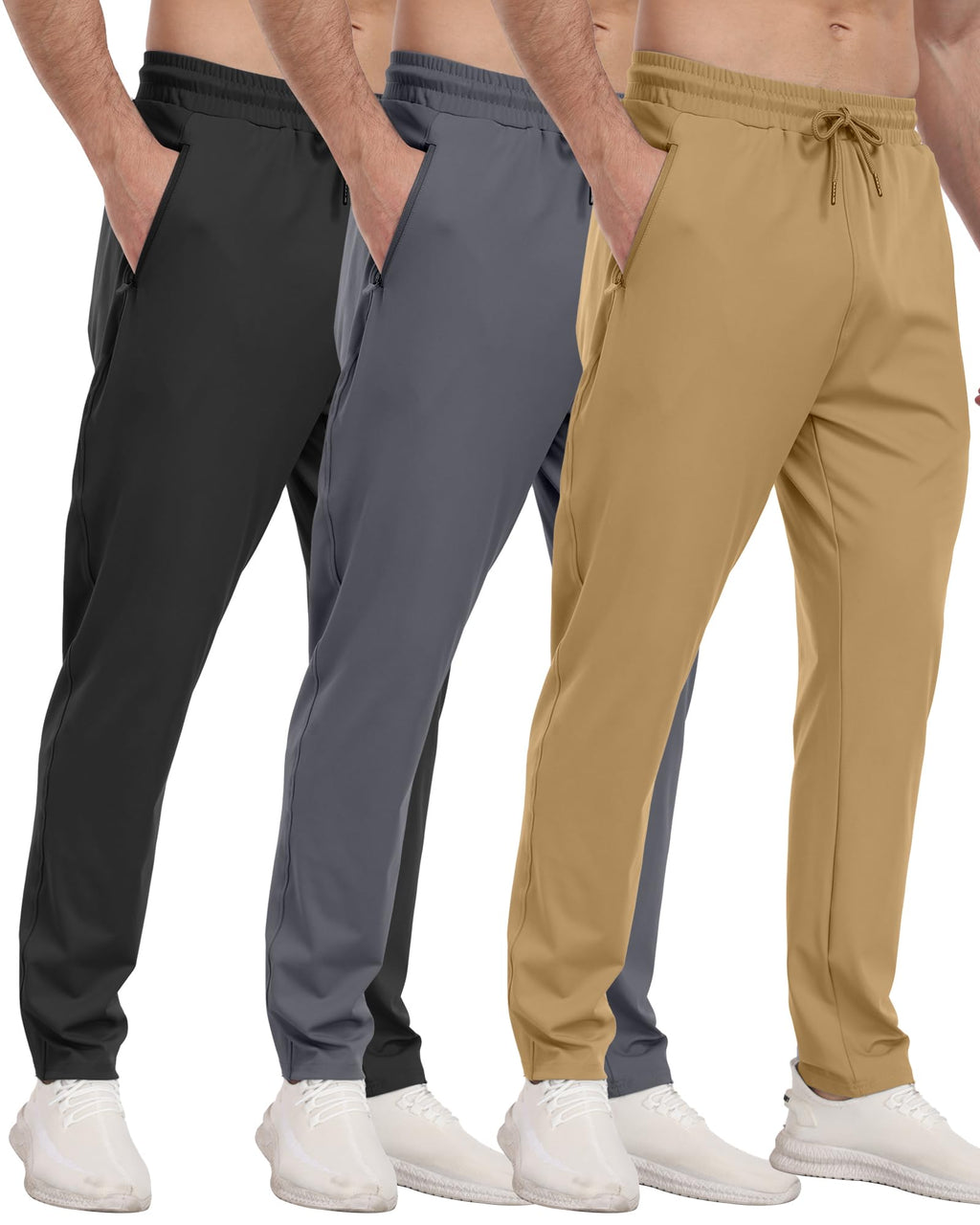 Men's Athletic Jogger Sweatpants with Zipper Pockets for Training