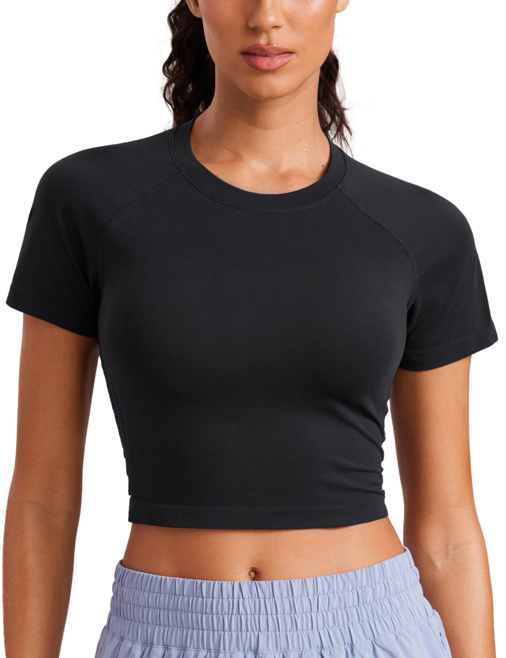 CRZ YOGA Seamless Crop Top/Women Short Sleeve Workout Gym Yoga Athletic Shirt