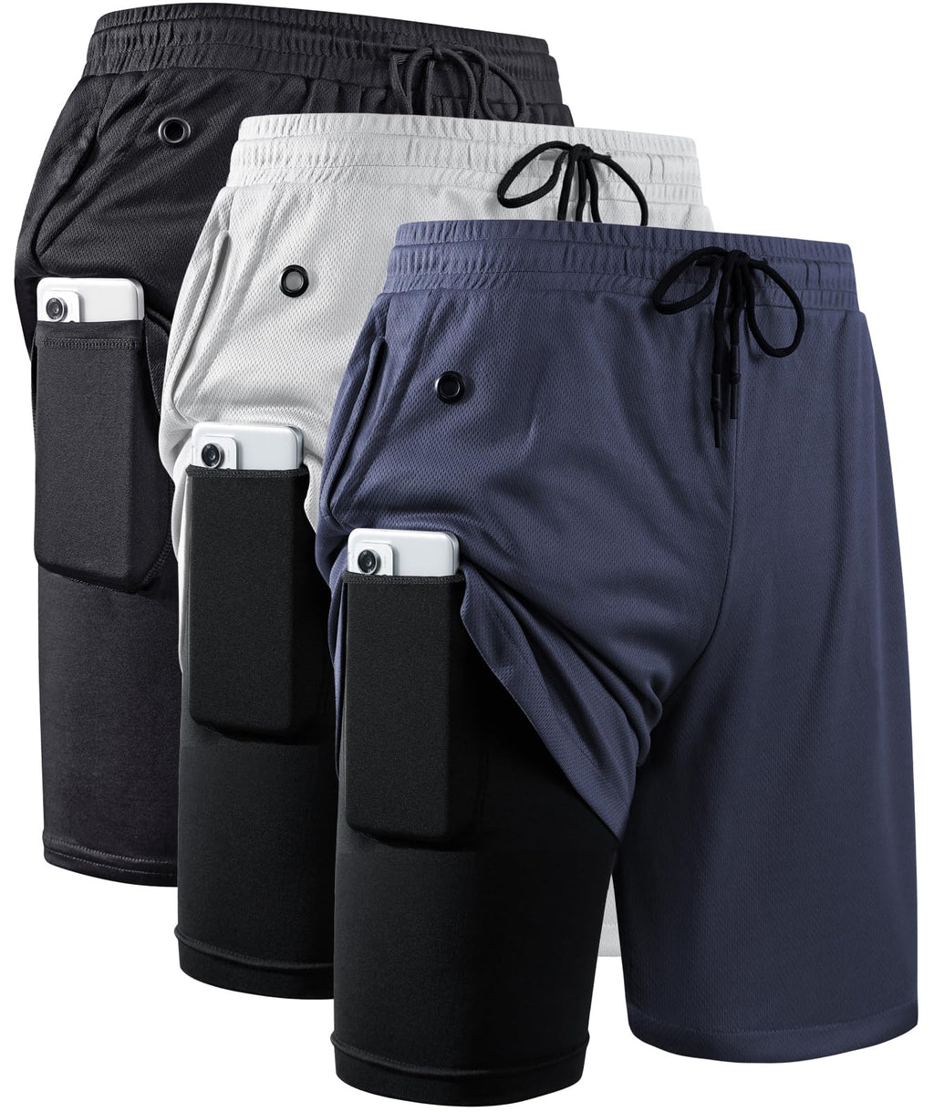 Men's 2-in-1 Running Shorts with Compression Liner for Training