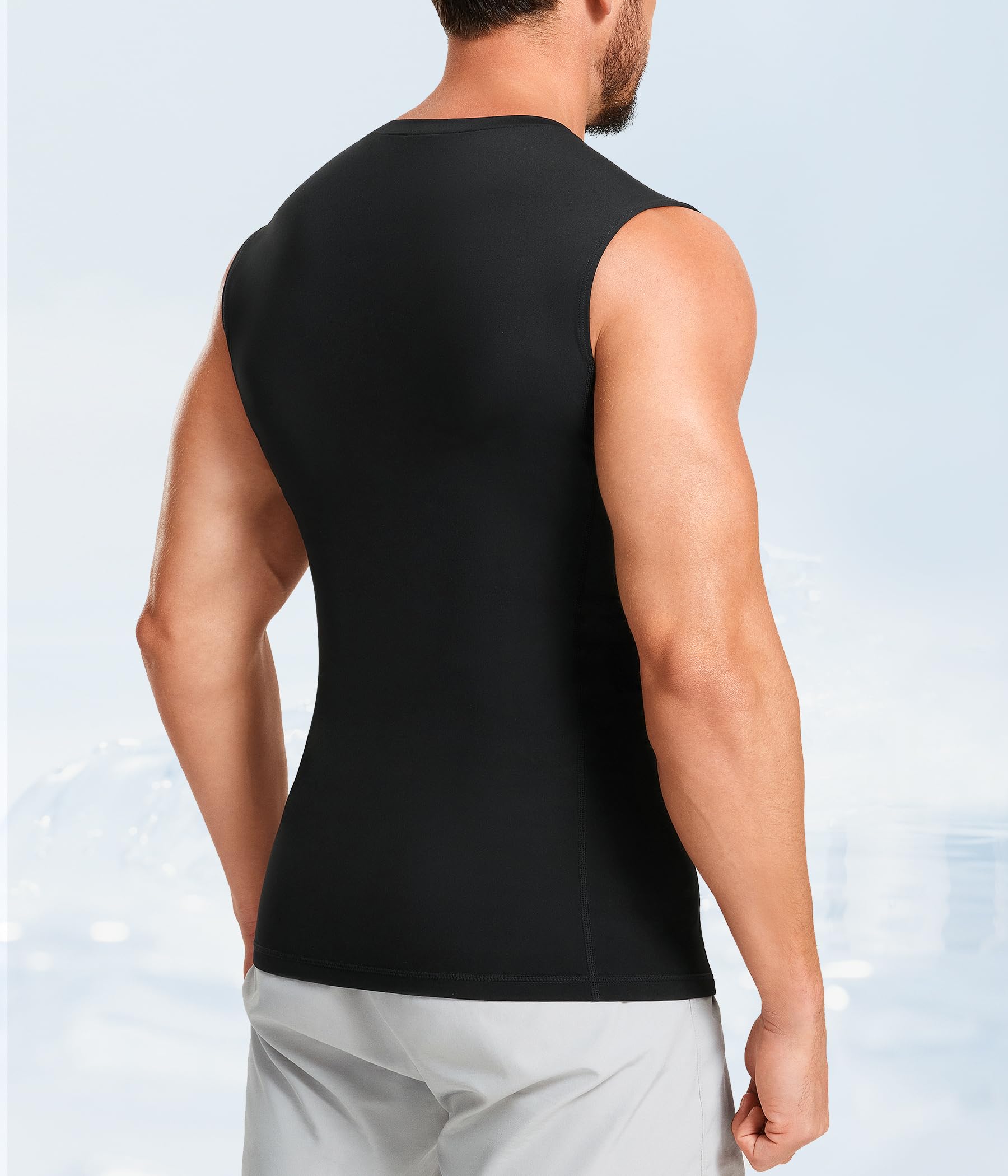 TAILONG 2 Pack Compression Shirt Men - Athletic Base Layer Sleeveless Workout Tank Top Slimming Undershirt