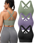 Evercute Sports Bras for Women Padded Medium Support Criss Cross Strappy Bra Seamless High Impact Yoga Exercise Athletic Bras