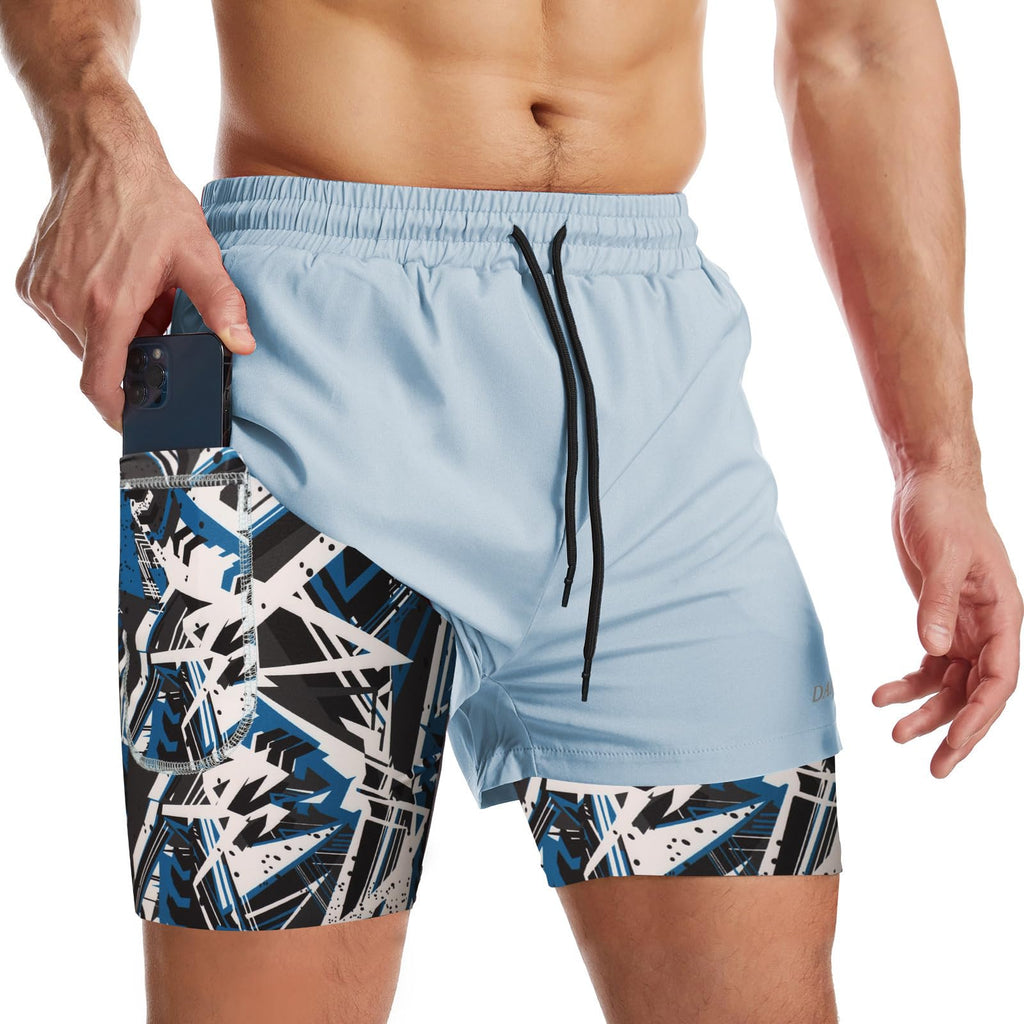 Men's 2-in-1 Running Shorts with Liner & Zipper Pockets