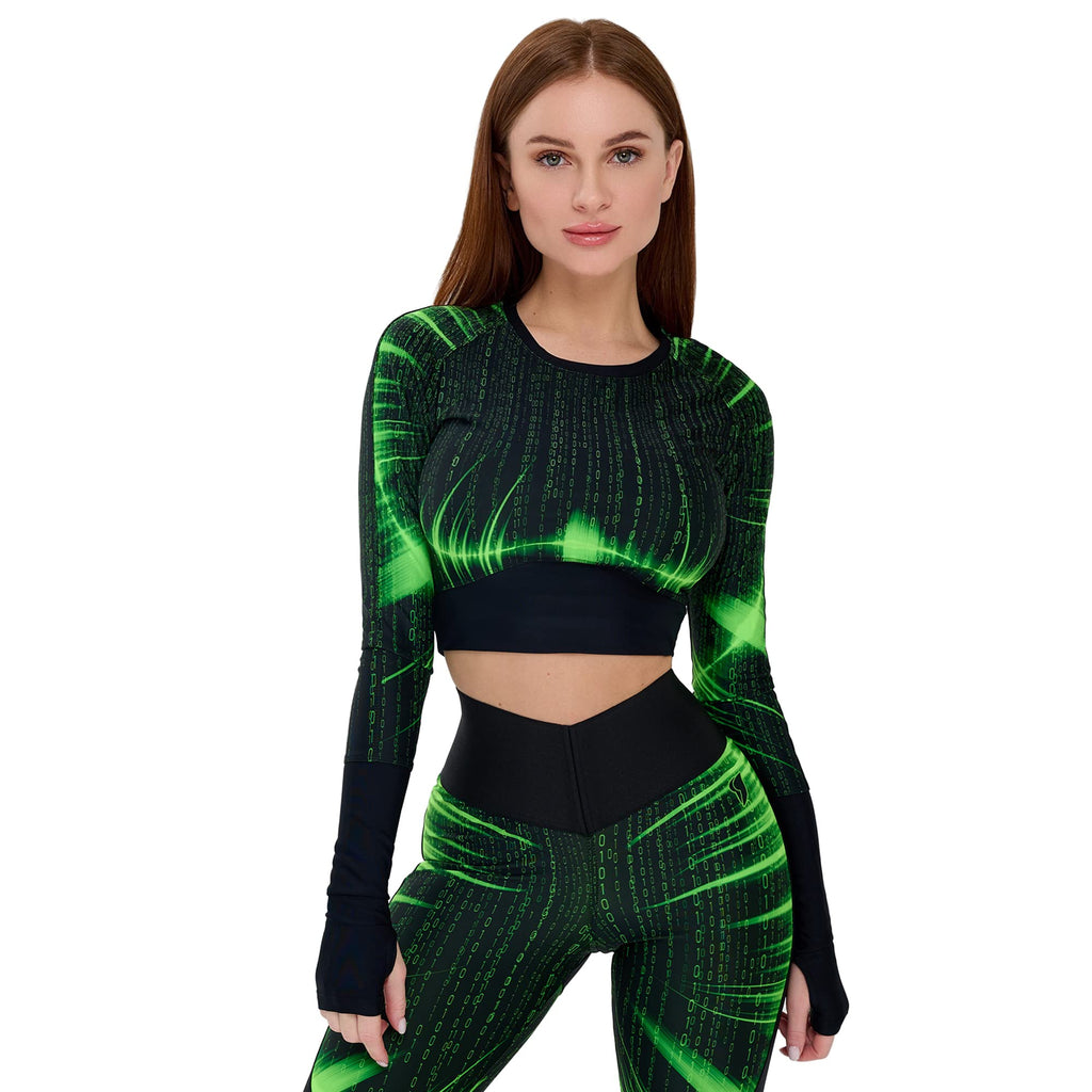 Bona Fide Women's Compression Workout Top Short/Long Sleeve Gym Yoga Running Crop Top