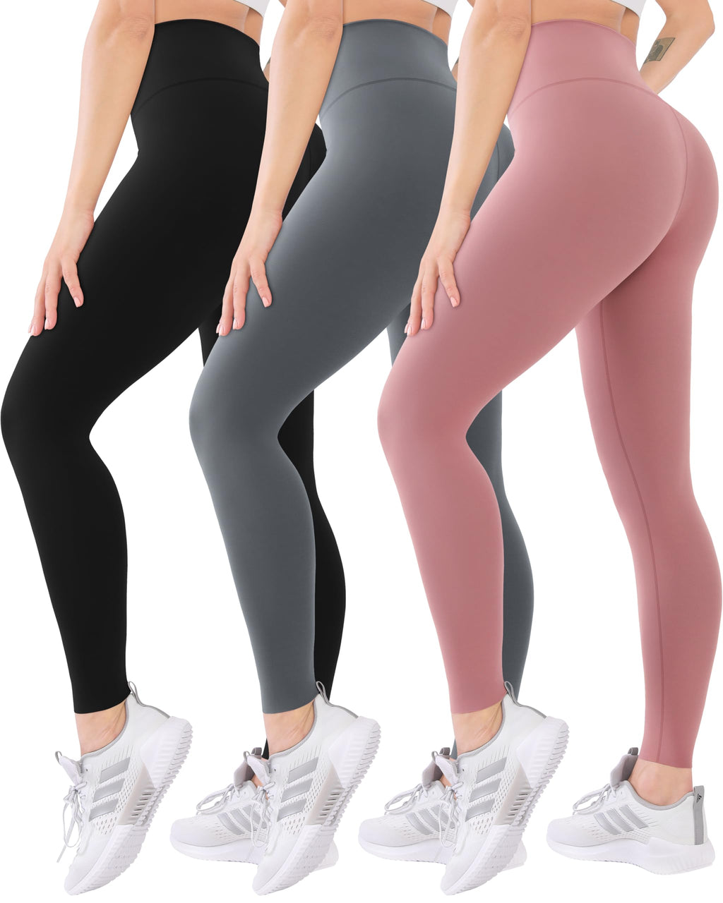 Blisset 3 Pack High Waisted Leggings for Women with Pockets Soft Active Tummy Control Pants for Yoga Running & Daily Wear