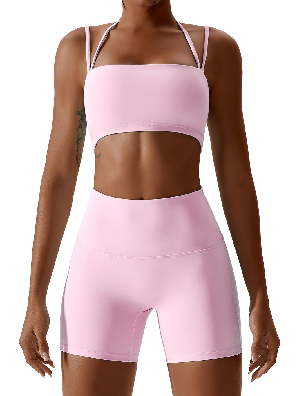 Women's 2-Piece Workout Set with Sports Bra & Biker Shorts