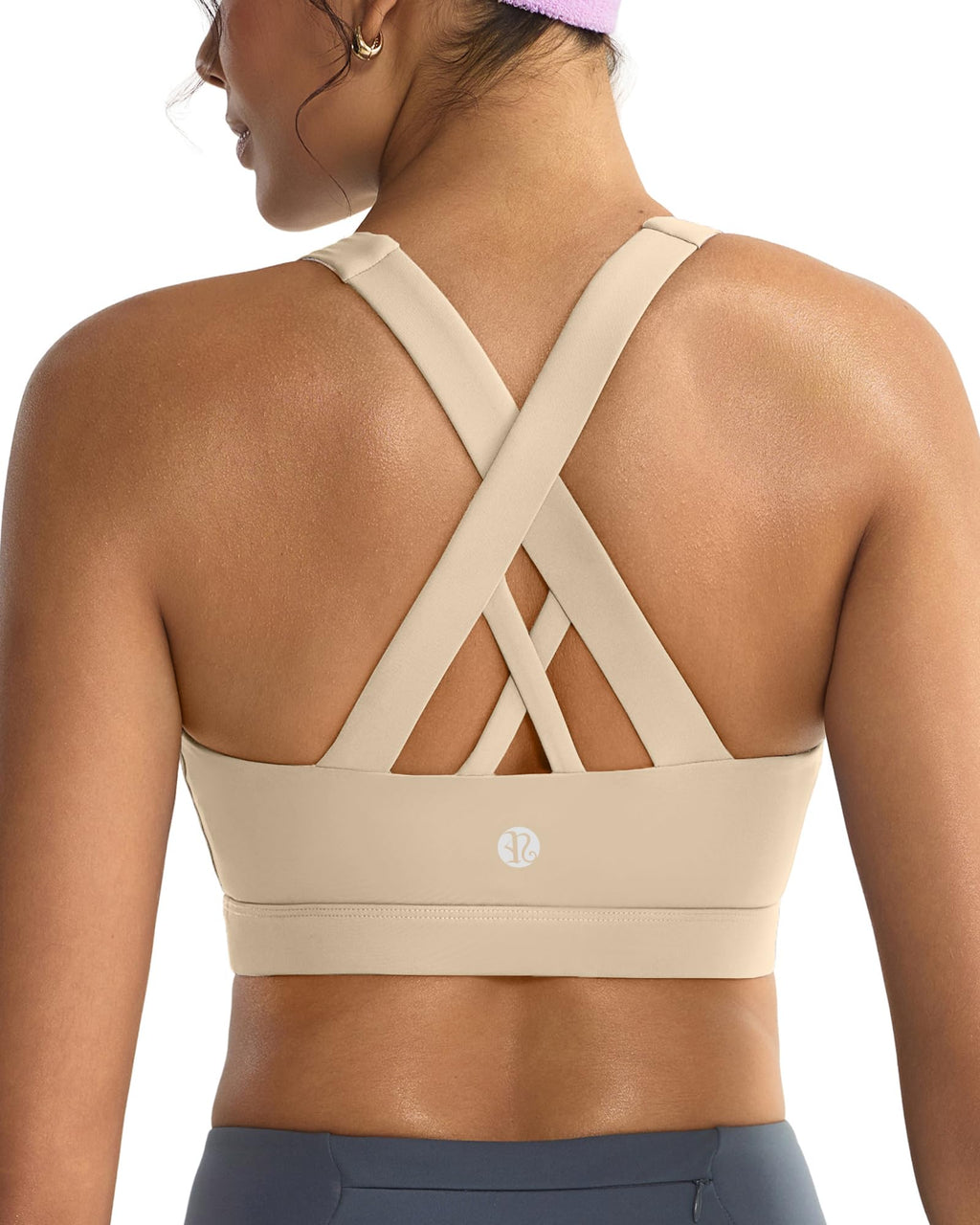 RUNNING GIRL Sports Bras for Women,Padded Strappy Sports Bras Criss-Cross Back Medium Support Sports Bras with Removable Cups