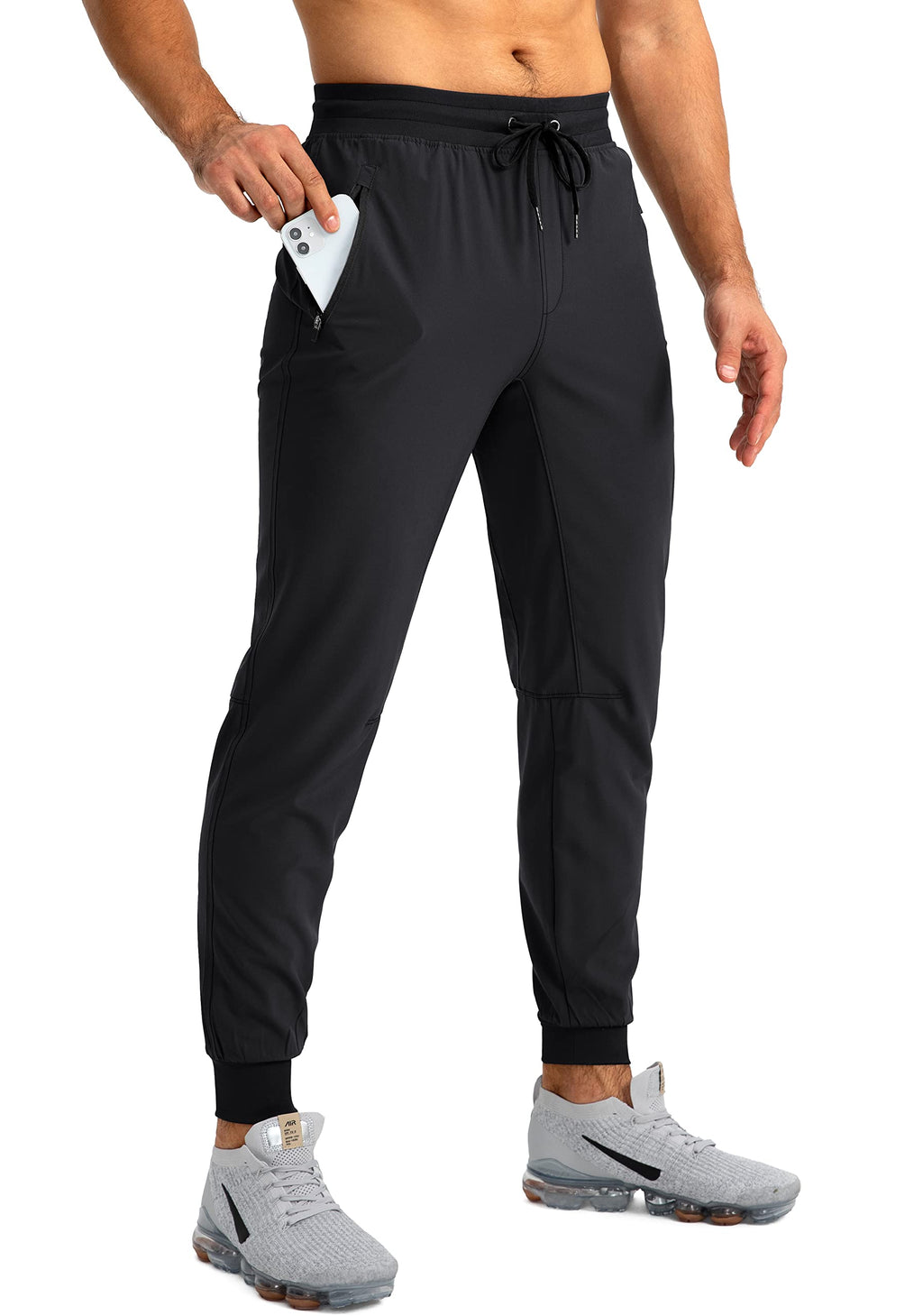 Men's Lightweight Jogger Pants with Zipper Pockets for Training