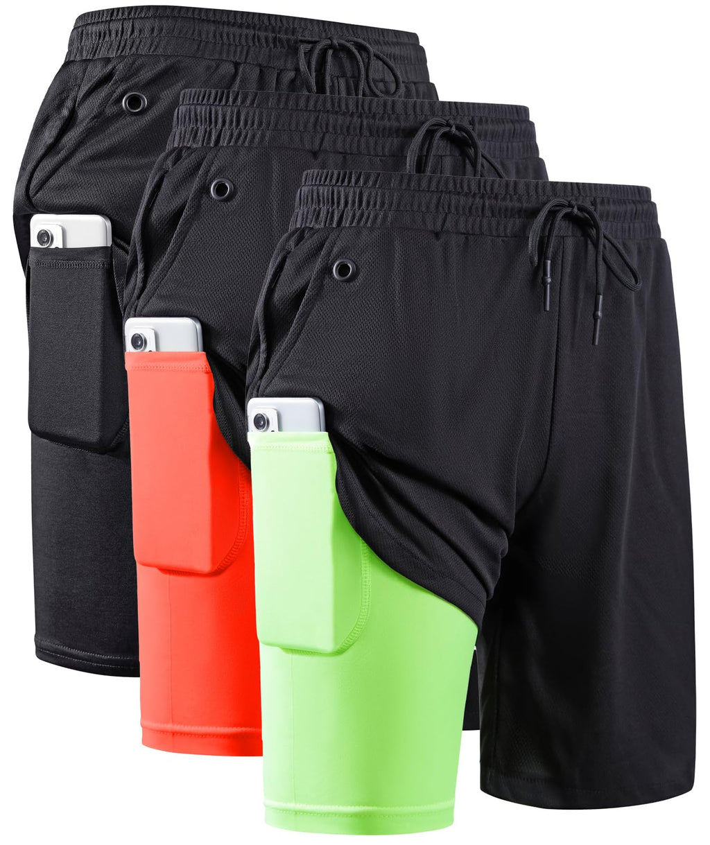 Men's 2-in-1 Running Shorts with Compression Liner for Training