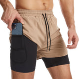 Men's 2-in-1 Running Shorts with Liner & Zipper Pockets