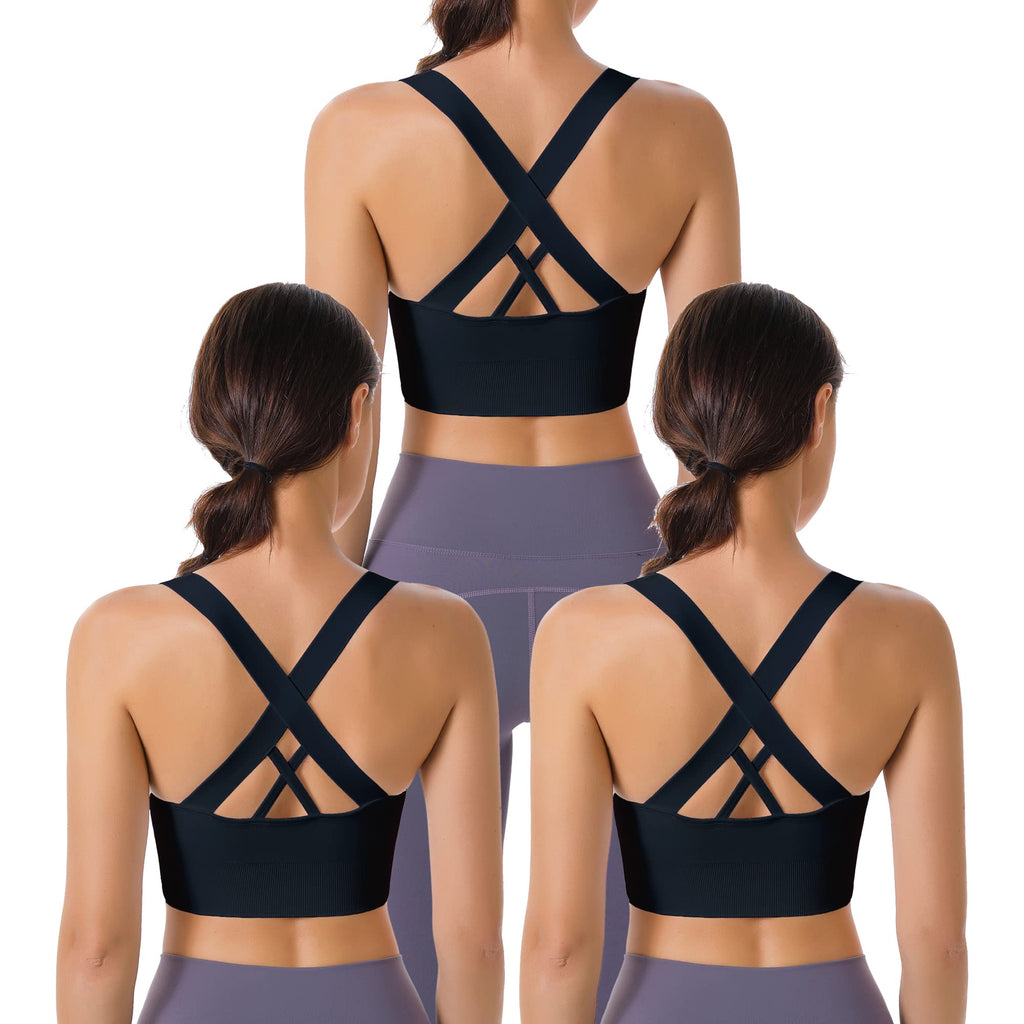 Women's Seamless Crisscross Sports Bra with Medium Support & Padding
