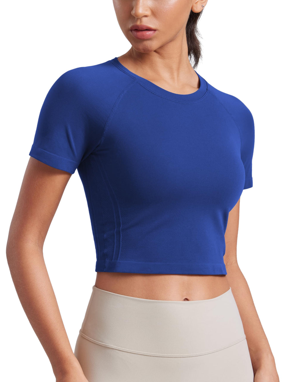 CRZ YOGA Seamless Crop Top/Women Short Sleeve Workout Gym Yoga Athletic Shirt