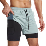 Men's 2-in-1 Running Shorts with Liner & Zipper Pockets