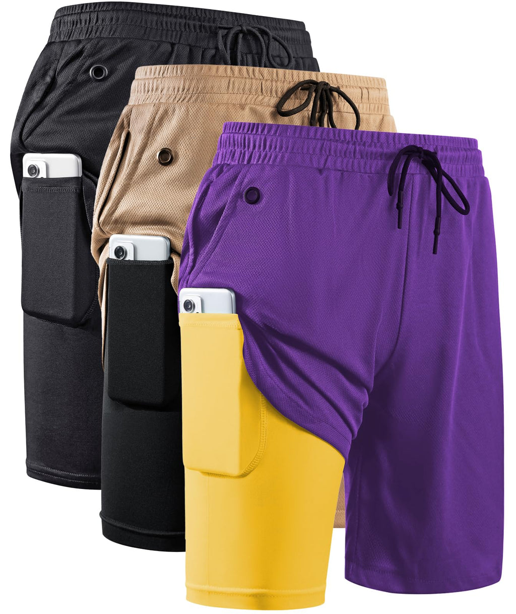 Men's 2-in-1 Running Shorts with Compression Liner for Training