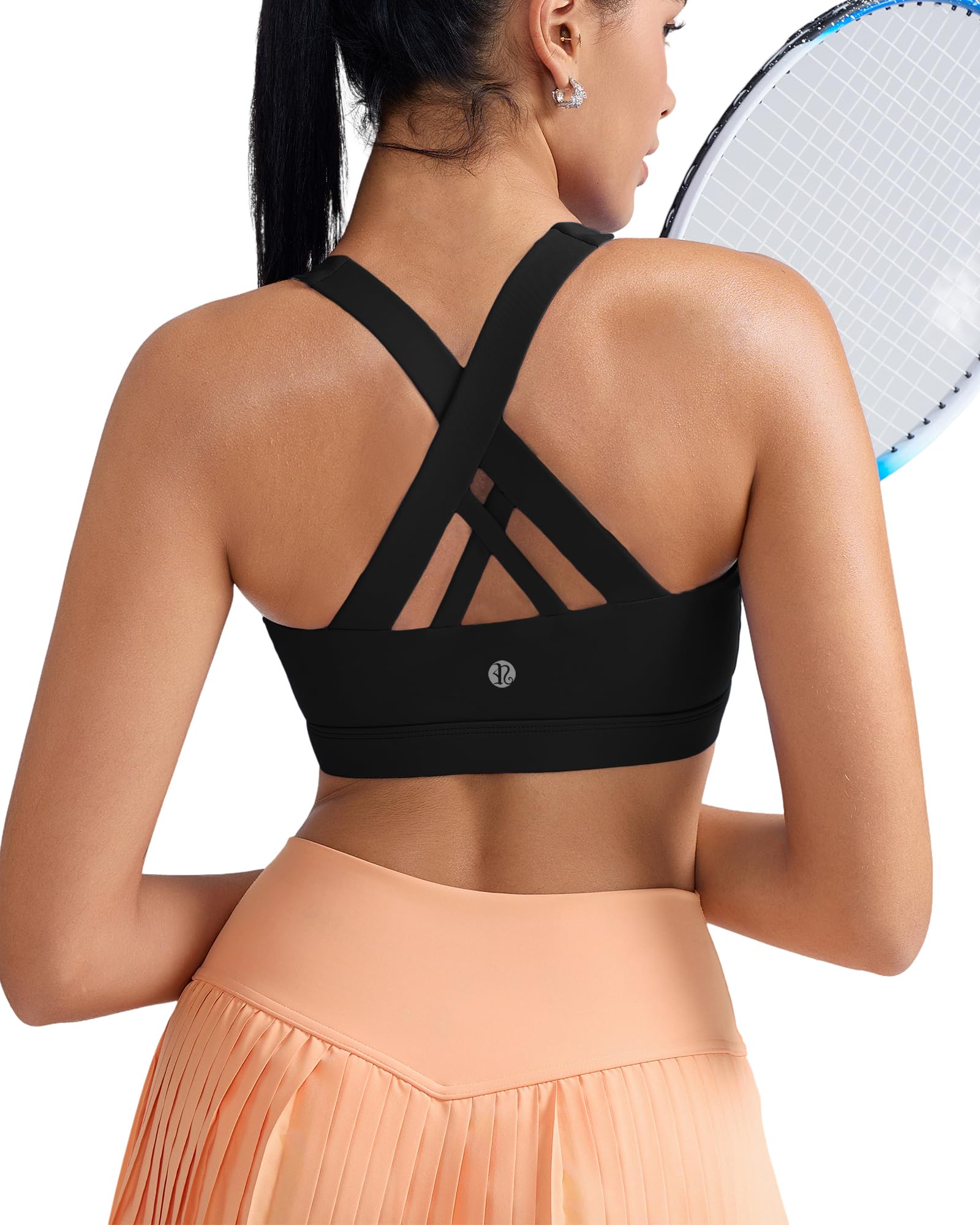 RUNNING GIRL Sports Bras for Women,Padded Strappy Sports Bras Criss-Cross Back Medium Support Sports Bras with Removable Cups