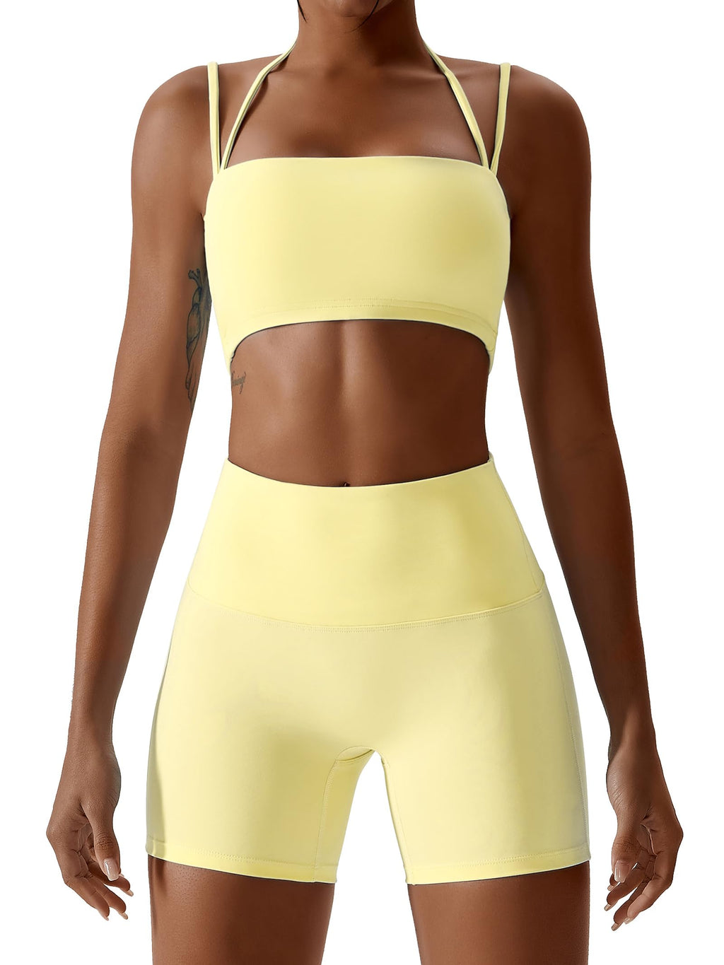 Women's 2-Piece Workout Set with Sports Bra & Biker Shorts