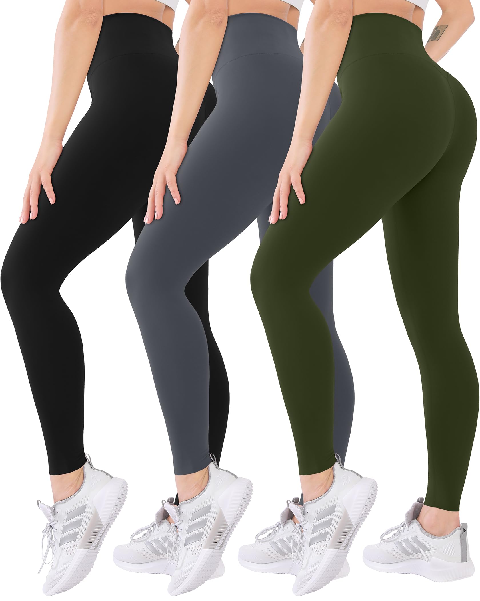 Blisset 3 Pack High Waisted Leggings for Women with Pockets Soft Active Tummy Control Pants for Yoga Running & Daily Wear