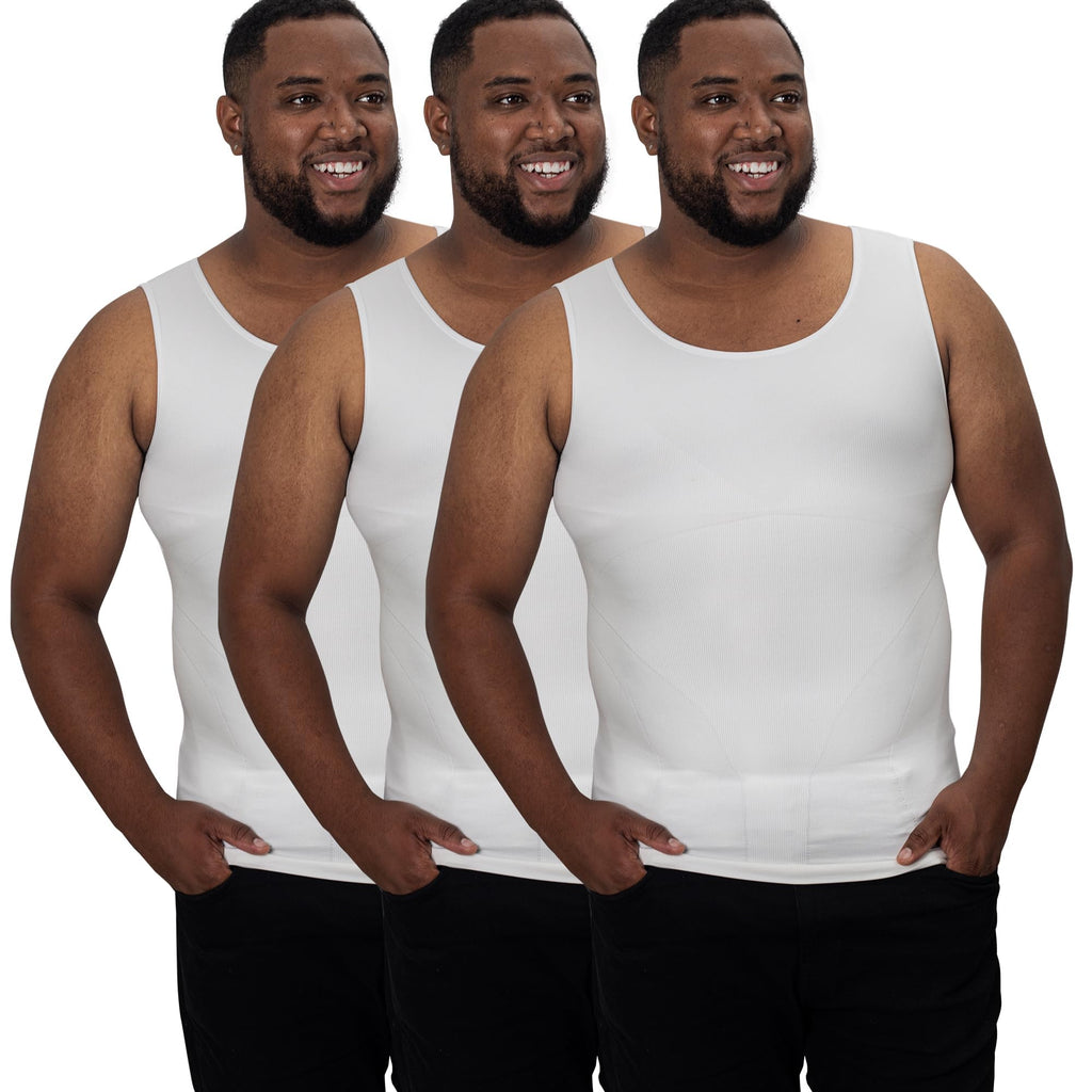 QORE LOGIQ Gynecomastia Compression Shirts for Men - Sleeveless Slimming Undershirts Tummy Control and Body Shaper Tank Top