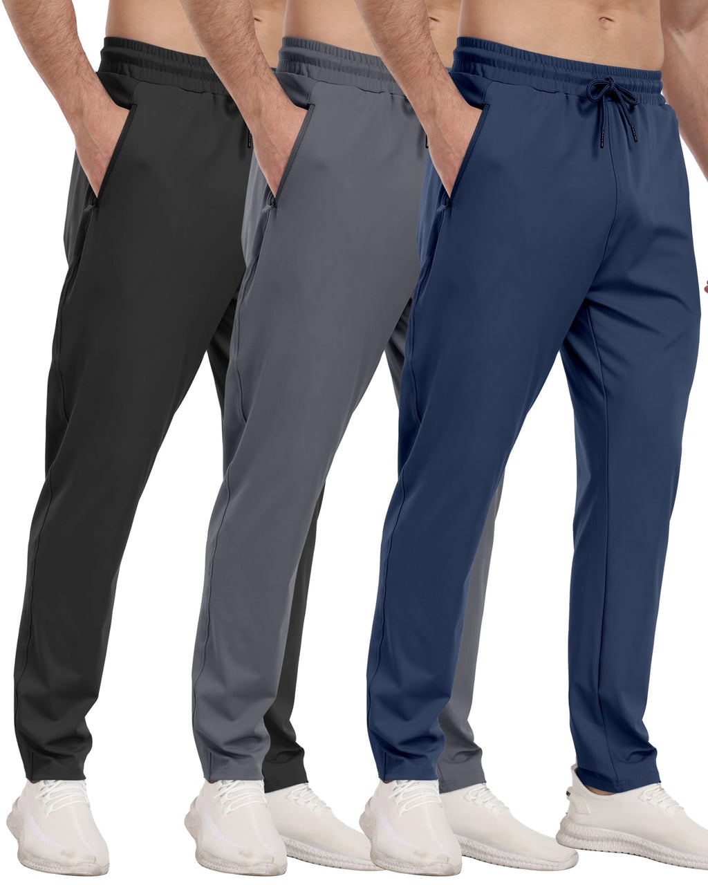 Men's Athletic Jogger Sweatpants with Zipper Pockets for Training