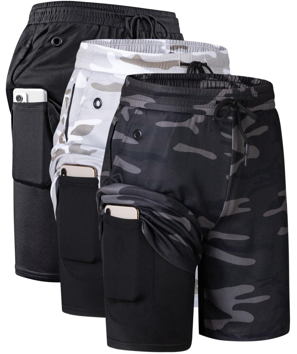 Men's 2-in-1 Running Shorts with Compression Liner for Training