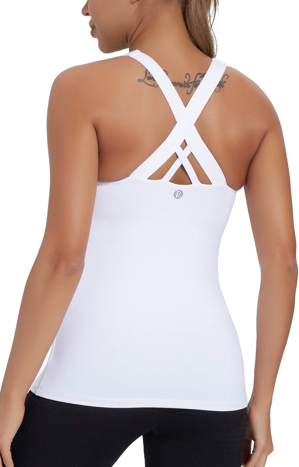 RUNNING GIRL Sports Bras for Women,Padded Strappy Sports Bras Criss-Cross Back Medium Support Sports Bras with Removable Cups