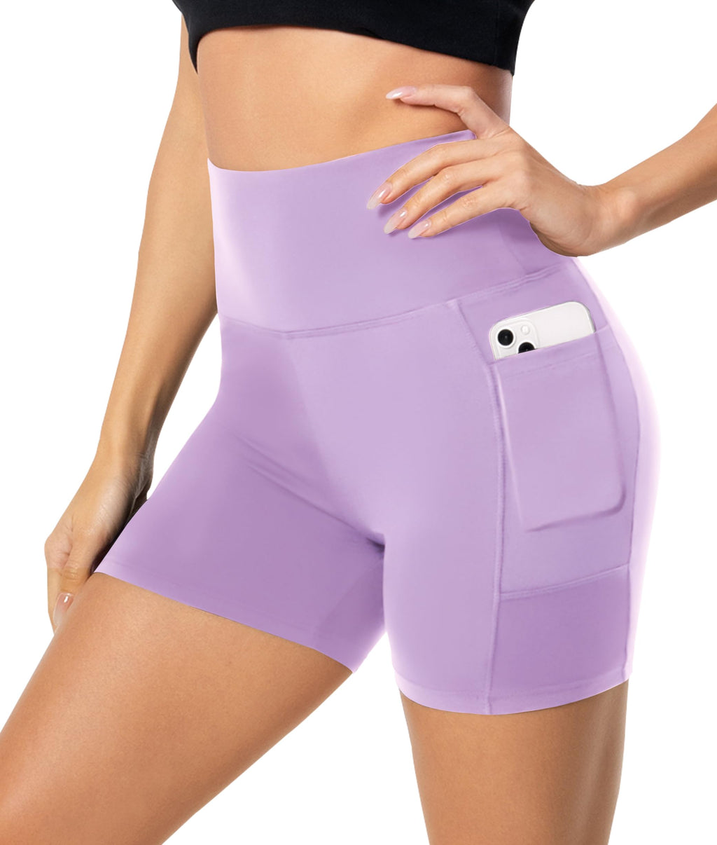 FULLSOFT Women's High Waisted 5'' Biker Shorts, Tummy Control