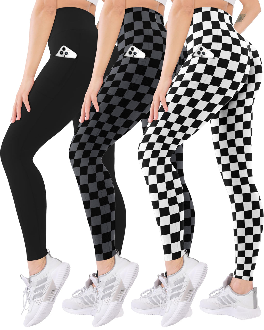 Blisset 3 Pack High Waisted Leggings for Women with Pockets Soft Active Tummy Control Pants for Yoga Running & Daily Wear