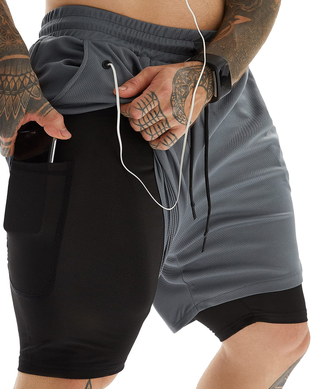 Men's 2-in-1 Running Shorts with Compression Liner for Training