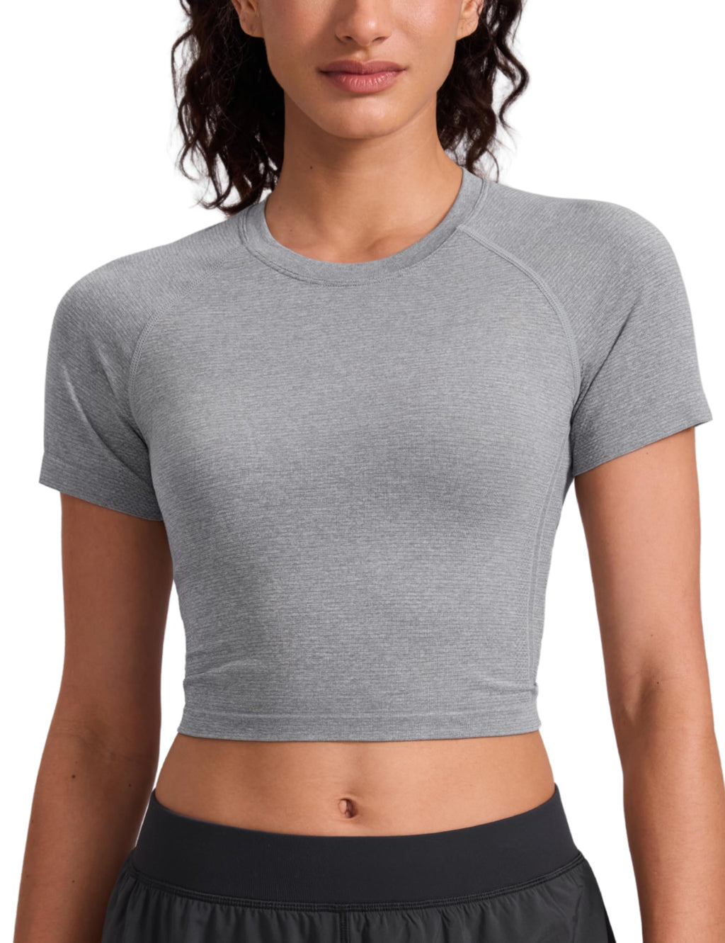CRZ YOGA Seamless Crop Top/Women Short Sleeve Workout Gym Yoga Athletic Shirt
