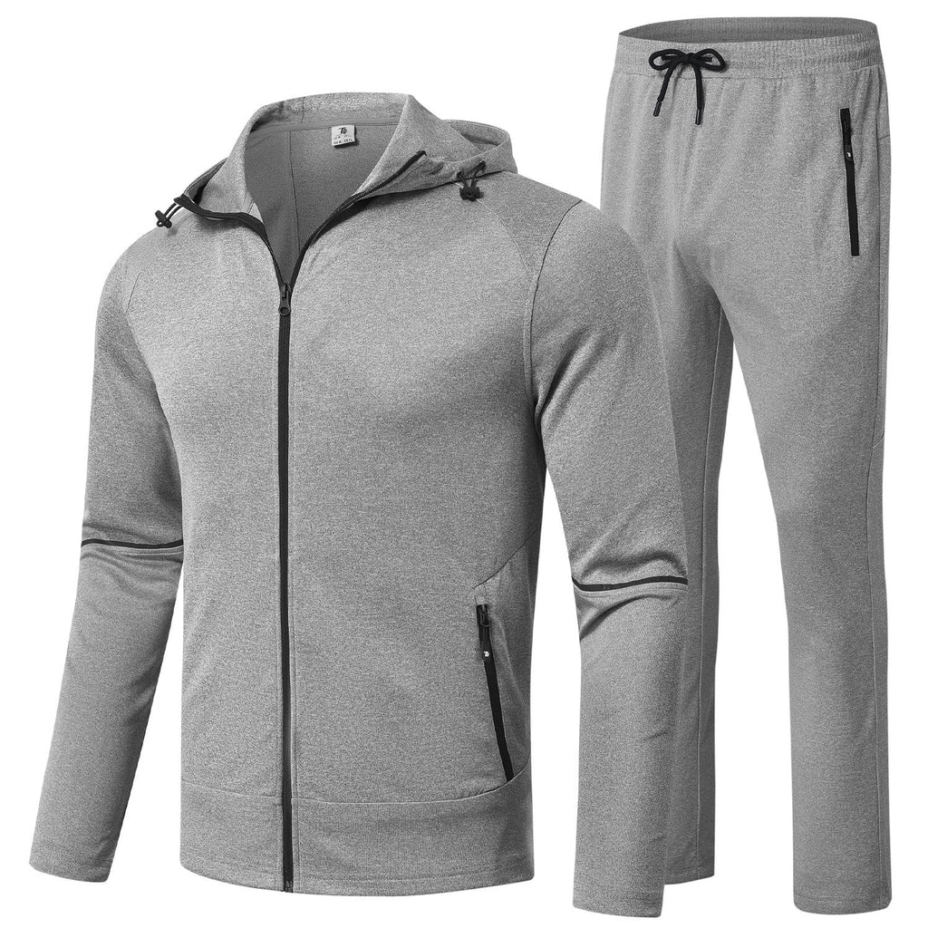 Men's Full-Zip Tracksuit Set with Hoodie Jacket & Jogger Pants