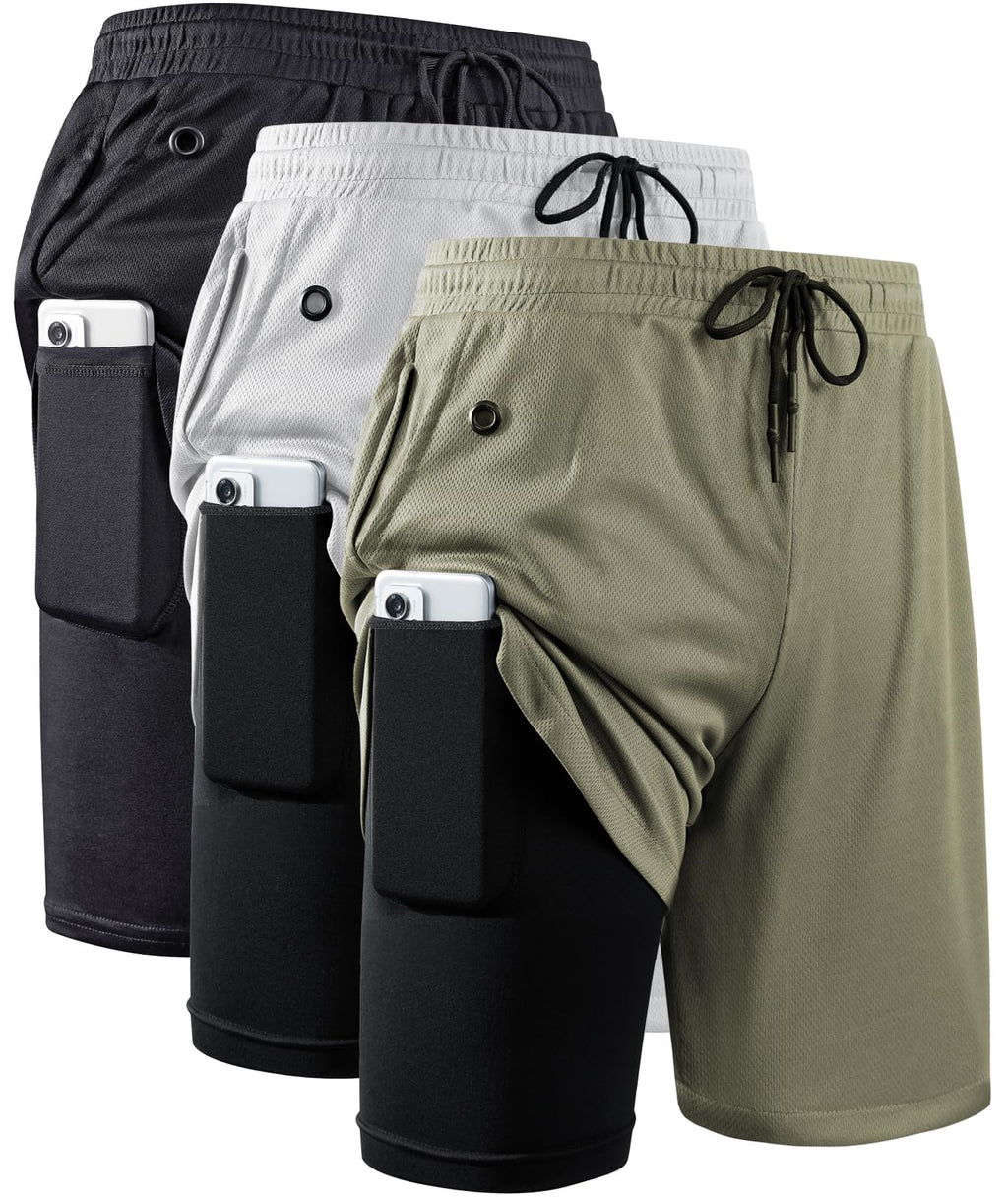 Men's 2-in-1 Running Shorts with Compression Liner for Training
