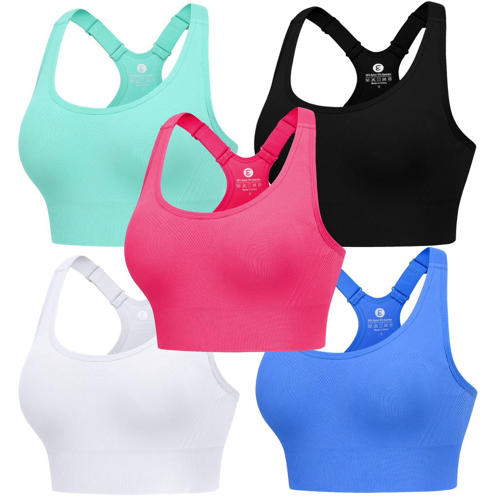 Women's Seamless Racerback Sports Bra with Adjustable Straps & Padding