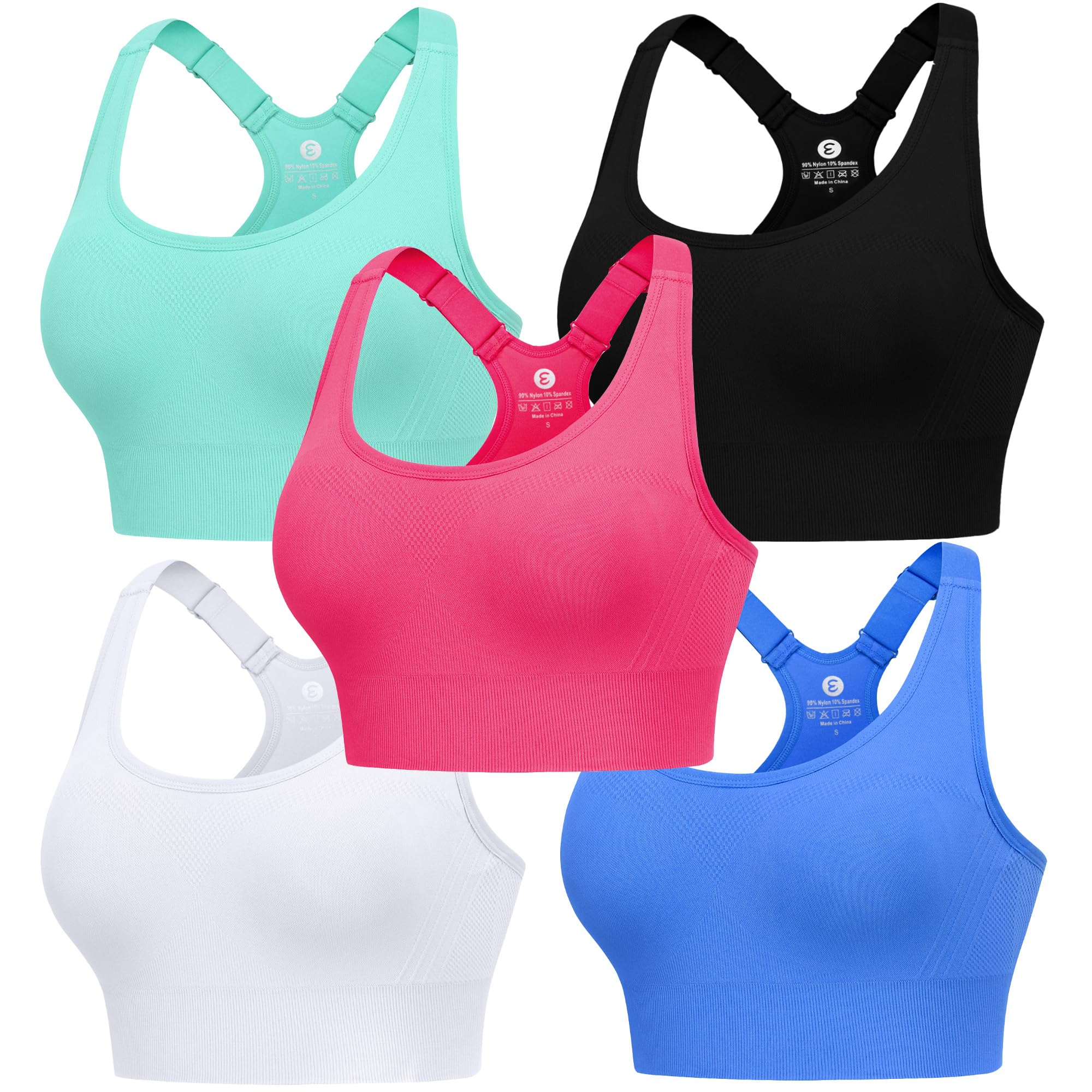 Women's Seamless Racerback Sports Bra with Adjustable Straps & Padding