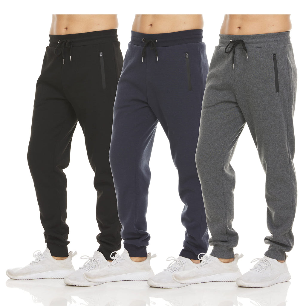Men's Fleece Jogger Sweatpants with Zipper Pockets for Training