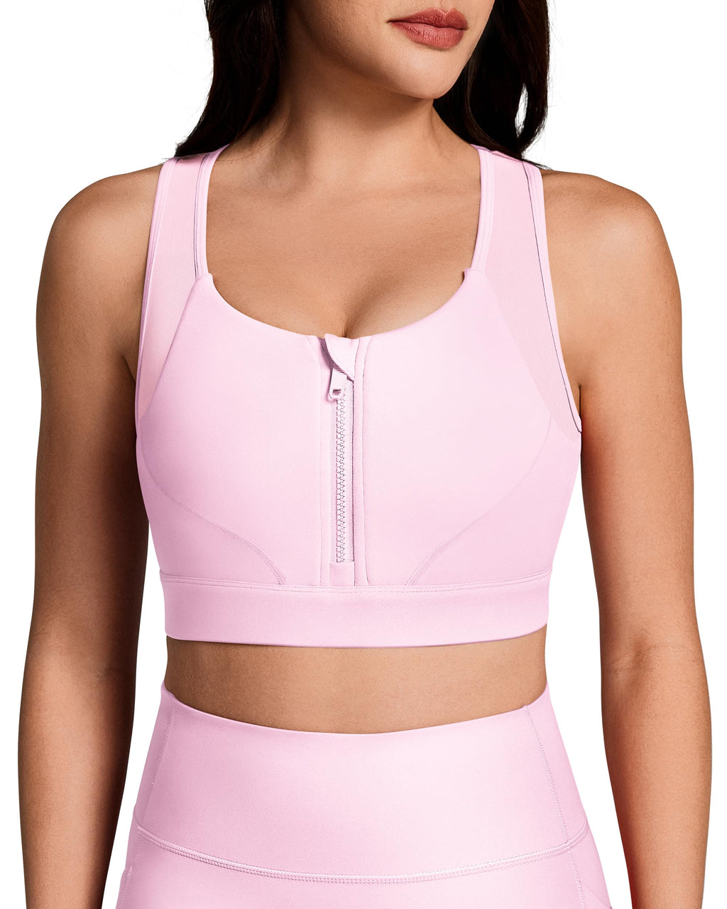 Women's Front-Zip Medium Support Sports Bra for Yoga & Gym