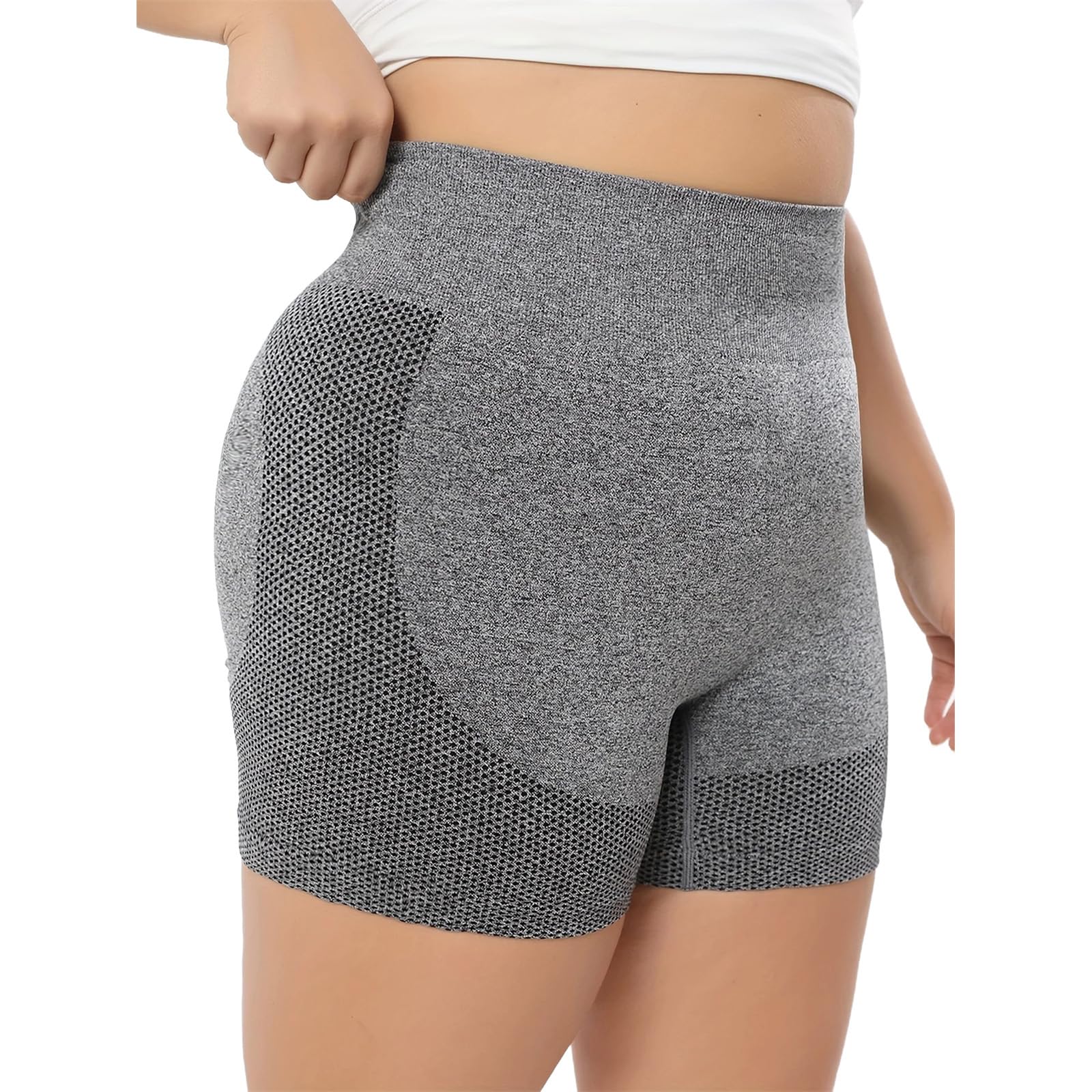 Women Plus Size Elastic Biker Shorts, High Waisted Body Shaping Non Slip Comfort Fitness Sports Daily Casual Wear 4XL