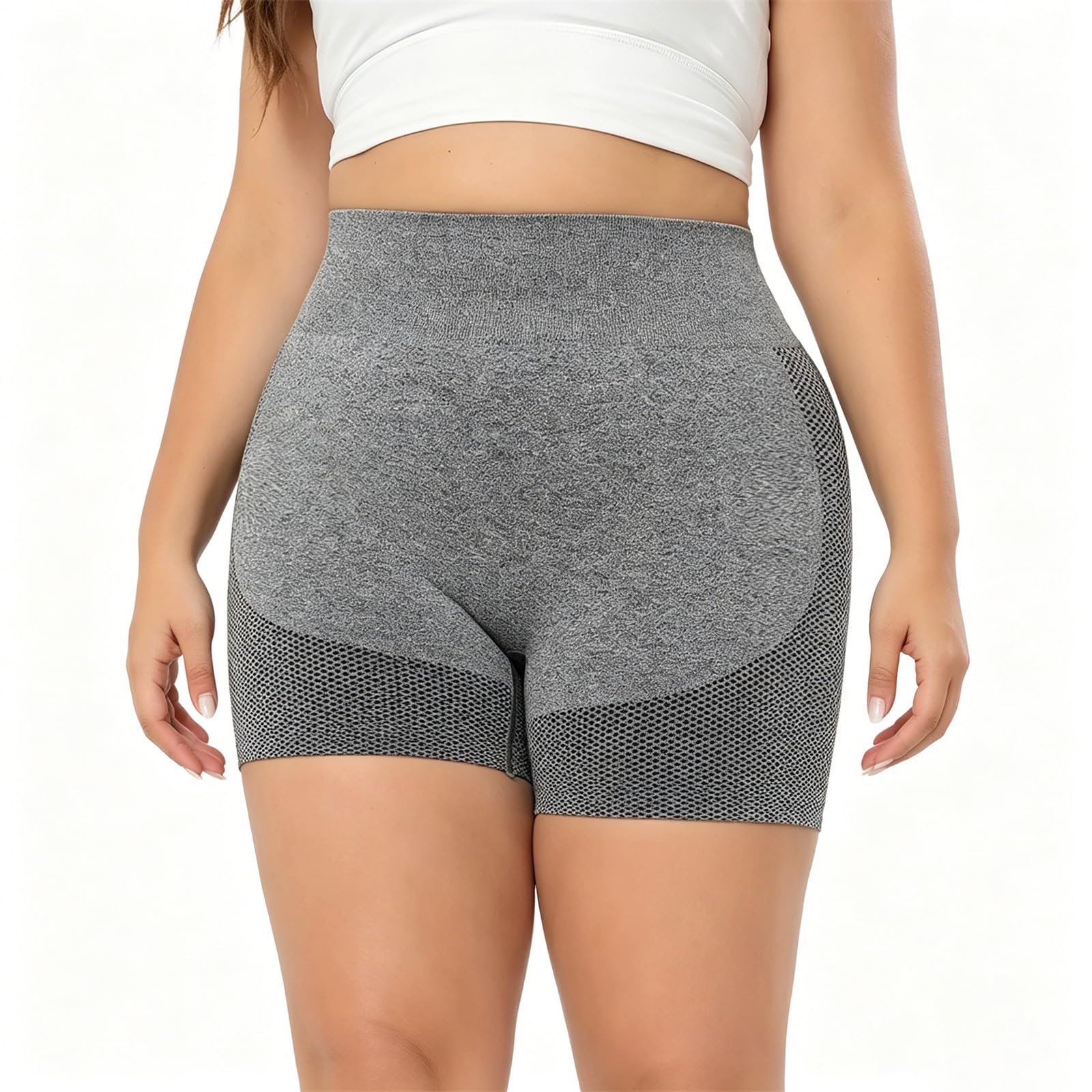 Women Plus Size Elastic Biker Shorts, High Waisted Body Shaping Non Slip Comfort Fitness Sports Daily Casual Wear 4XL