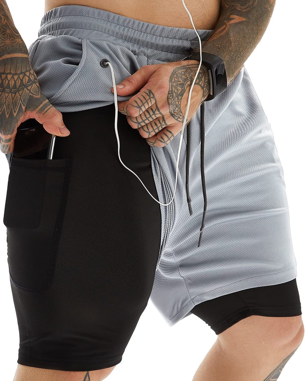 Men's 2-in-1 Running Shorts with Compression Liner for Training