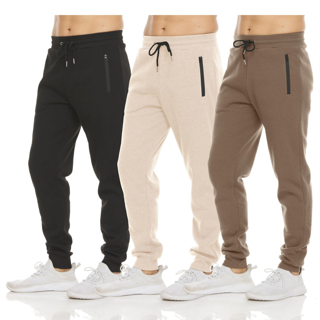 Men's Fleece Jogger Sweatpants with Zipper Pockets for Training