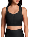 Queenie Ke BareLuxe Sports Bra for Women Medium Support Front Zipper Breathable Mesh Racerback Workout Bra for Yoga & Gym