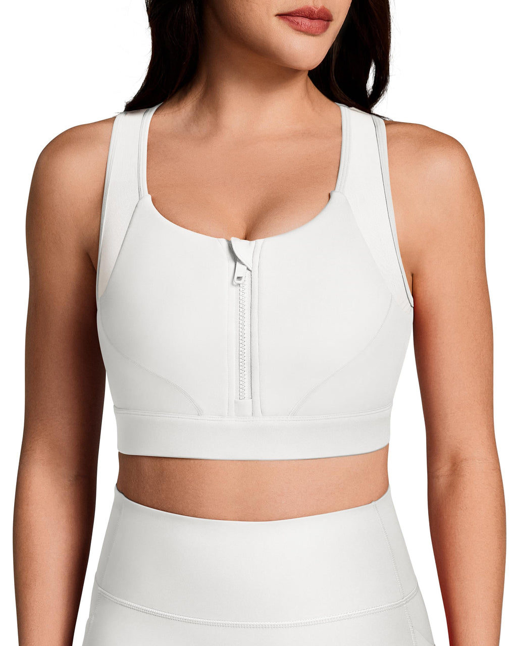 Women's Front-Zip Medium Support Sports Bra for Yoga & Gym