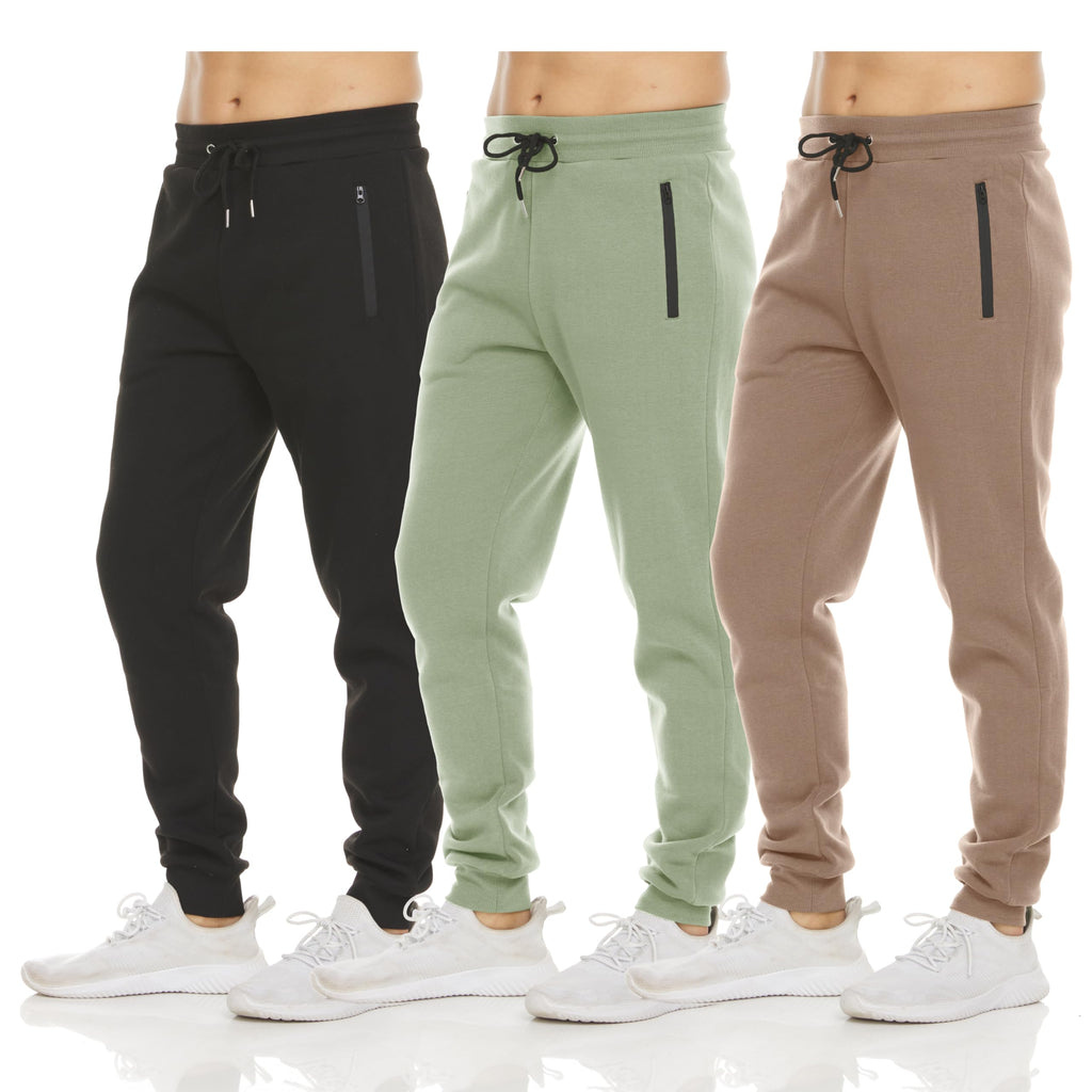 Men's Fleece Jogger Sweatpants with Zipper Pockets for Training