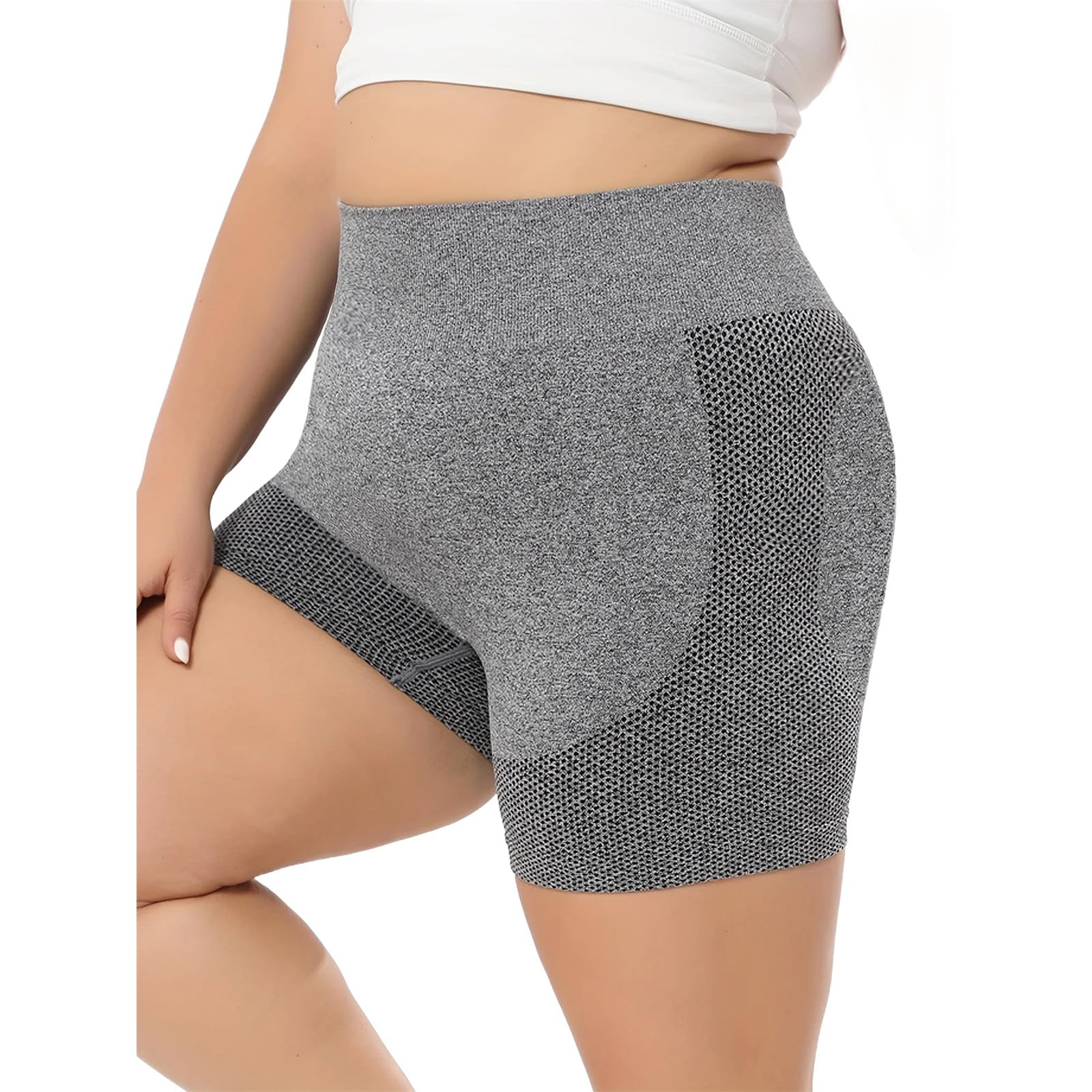 Women Plus Size Elastic Biker Shorts, High Waisted Body Shaping Non Slip Comfort Fitness Sports Daily Casual Wear 4XL