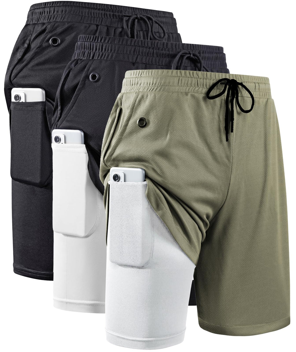 Men's 2-in-1 Running Shorts with Compression Liner for Training
