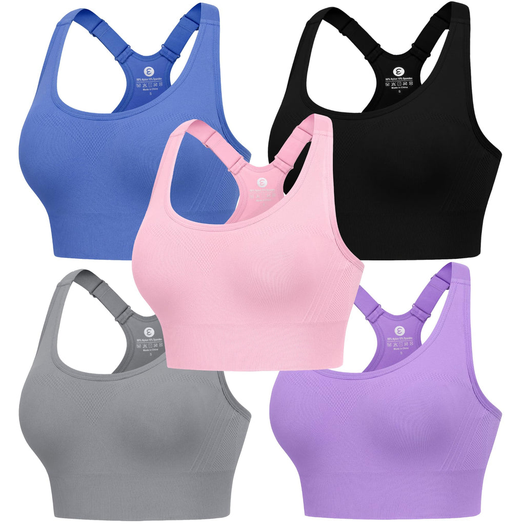 Women's Seamless Racerback Sports Bra with Adjustable Straps & Padding