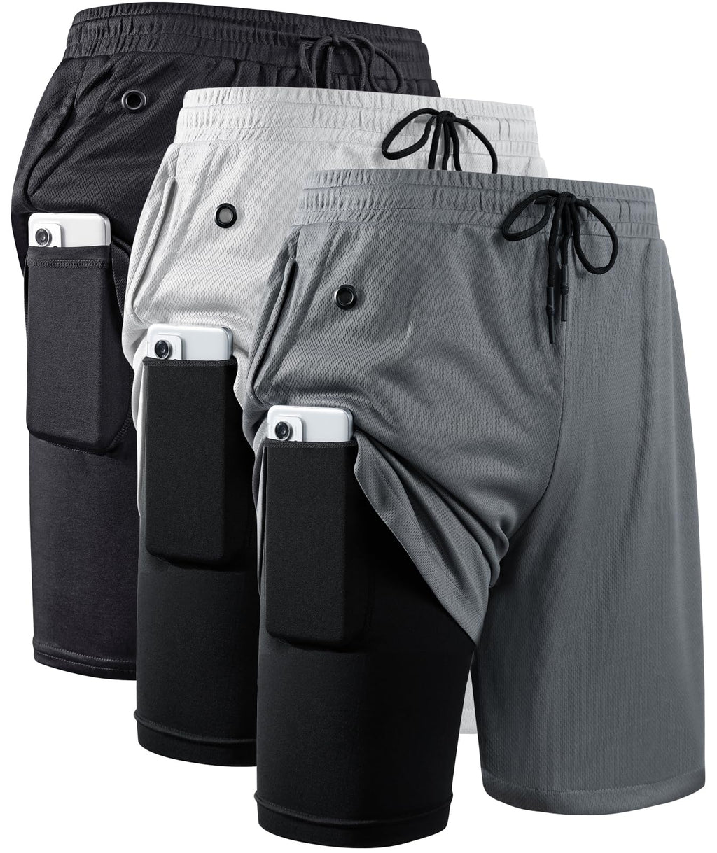 Men's 2-in-1 Running Shorts with Compression Liner for Training