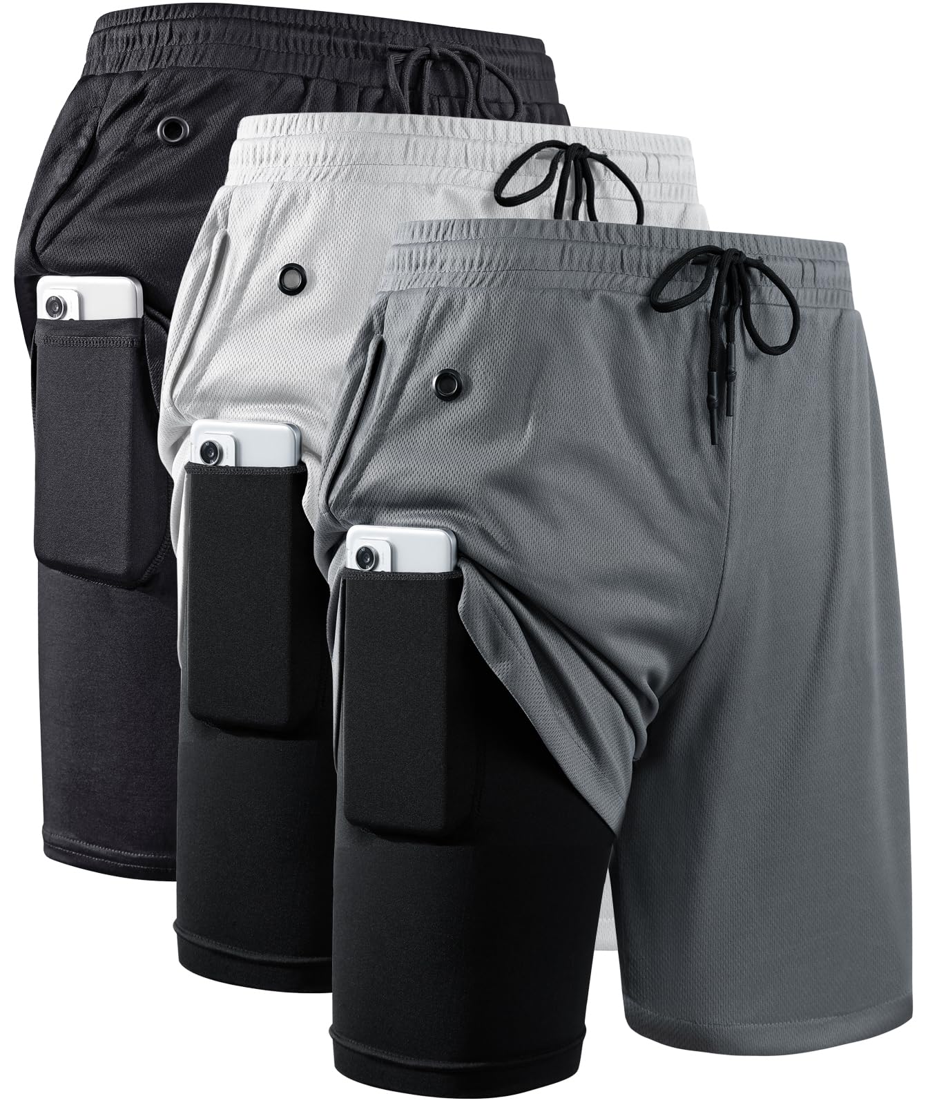 Men's 2-in-1 Running Shorts with Compression Liner for Training