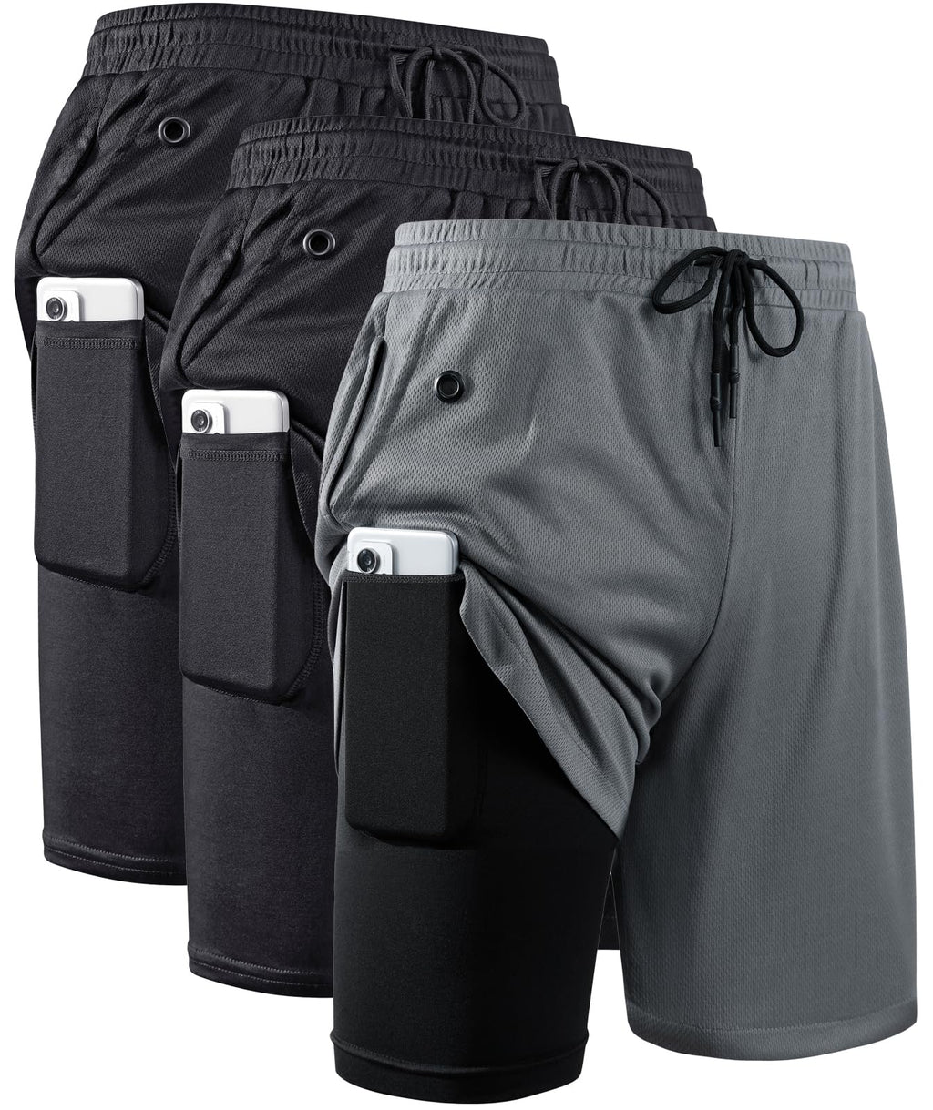 Men's 2-in-1 Running Shorts with Compression Liner for Training